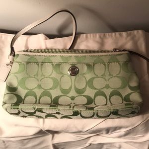 Large green and white Wristlet